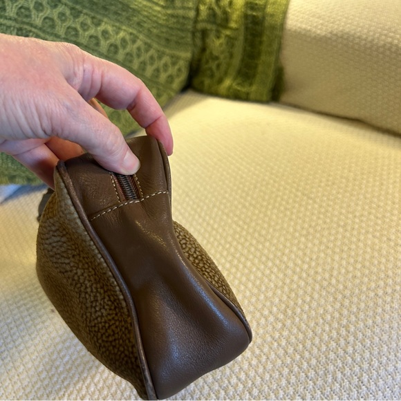 BORBONESE Vintage Redwall Partridge Eye Suede & Leather Clutch Cosmetic Pouch - Picture 7 of 12